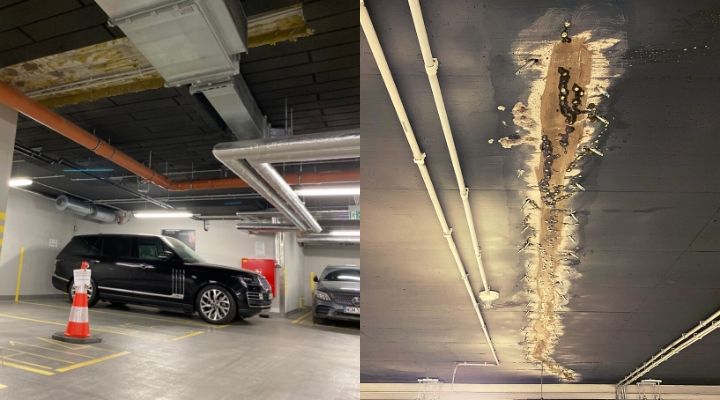 Iniekcja rys w betonie stropu garażu podziemnego