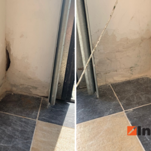 Posadowienie na ławach - woda spod posadzki uszkadza tynk