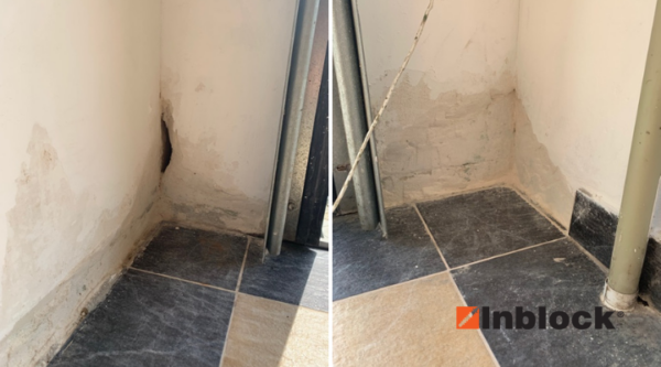 Posadowienie na ławach - woda spod posadzki uszkadza tynk Posadowienie na ławach - woda spod posadzki uszkadza tynk